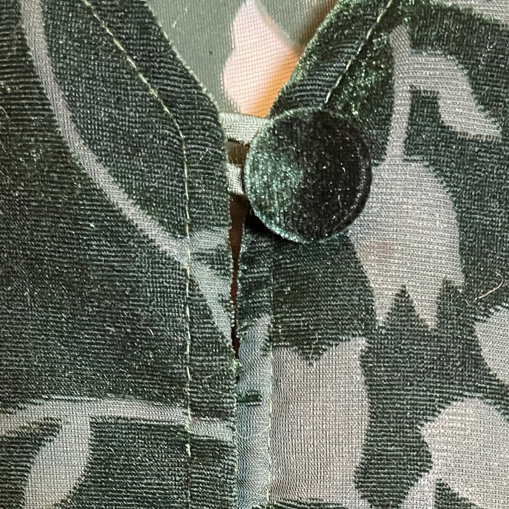 Rabbit Rabbit Rabbit Designs Green Burnt Velvet‎ Cardigan Button Front Jacket 12 - Picture 3 of 6